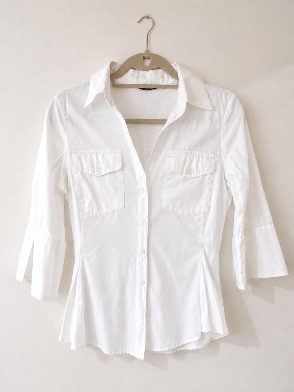 James Perse White Button-Front Collared Shirt